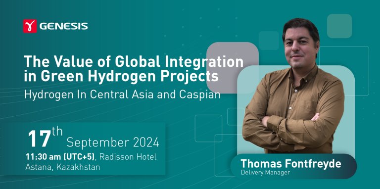 Thomas Fontfreyde, Delivery manager of Genesis speaks at the Hydrogen In Central Asia and Caspian